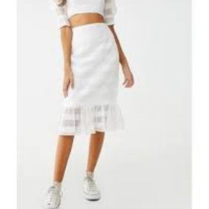 COPY - Forever 21 White Shadow Striped Midi Skirt…